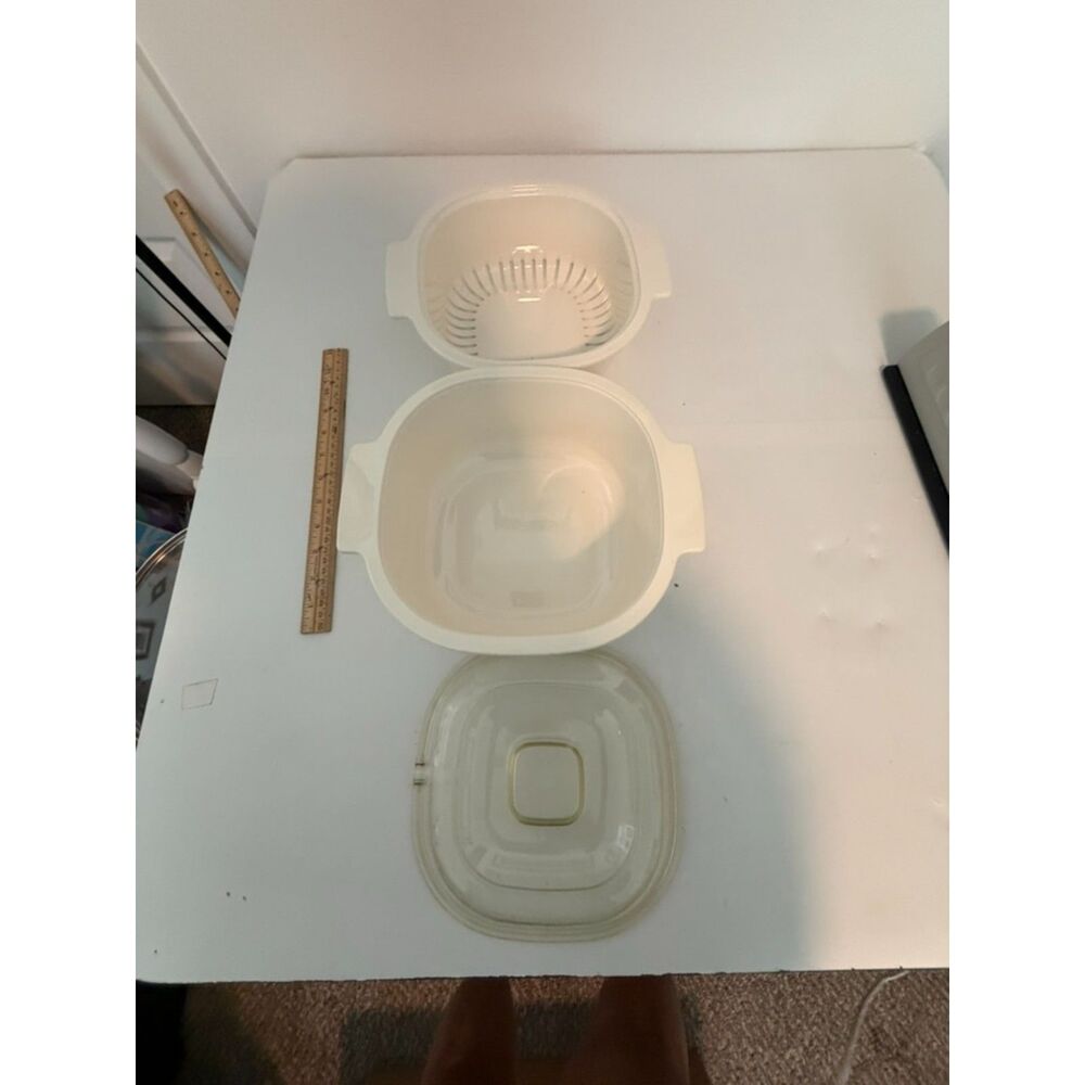 vtg rubbermaid microwave cookware 3 pc set with lid 3 qt